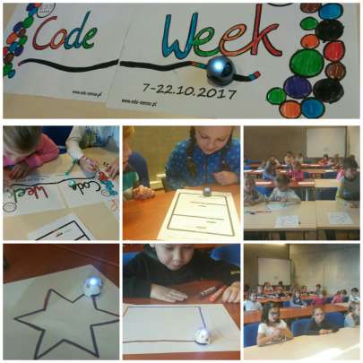 Code Week  uczniowie klas   I A  i  I B  programowali Ozoboty