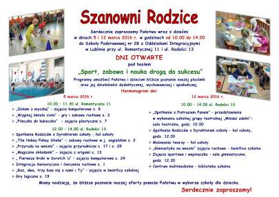 Dni Otwarte Naszej Szkoy